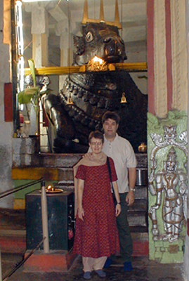 Diane and Steve at the Bull Temple in Bangalore