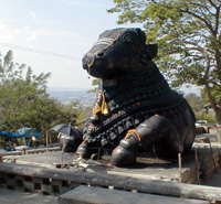 The Nandi statue on Chamundi Hill outside Mysore