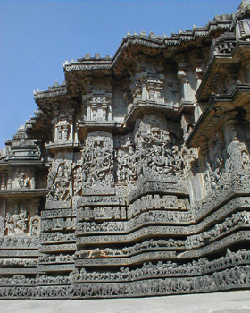 A section of the exterior temple wall at Halebid